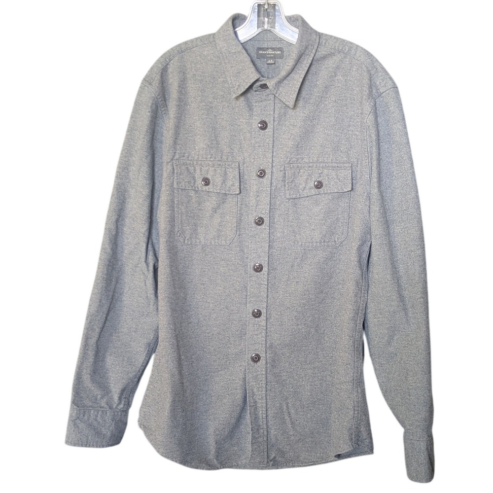 LL Bean Signature Archive Beans Chamois Cloth Shirt Gray Cotton Mens Medium